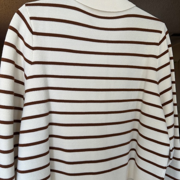 Sezane White and Brown Striped Cardigan Sweater - Picture 6 of 6